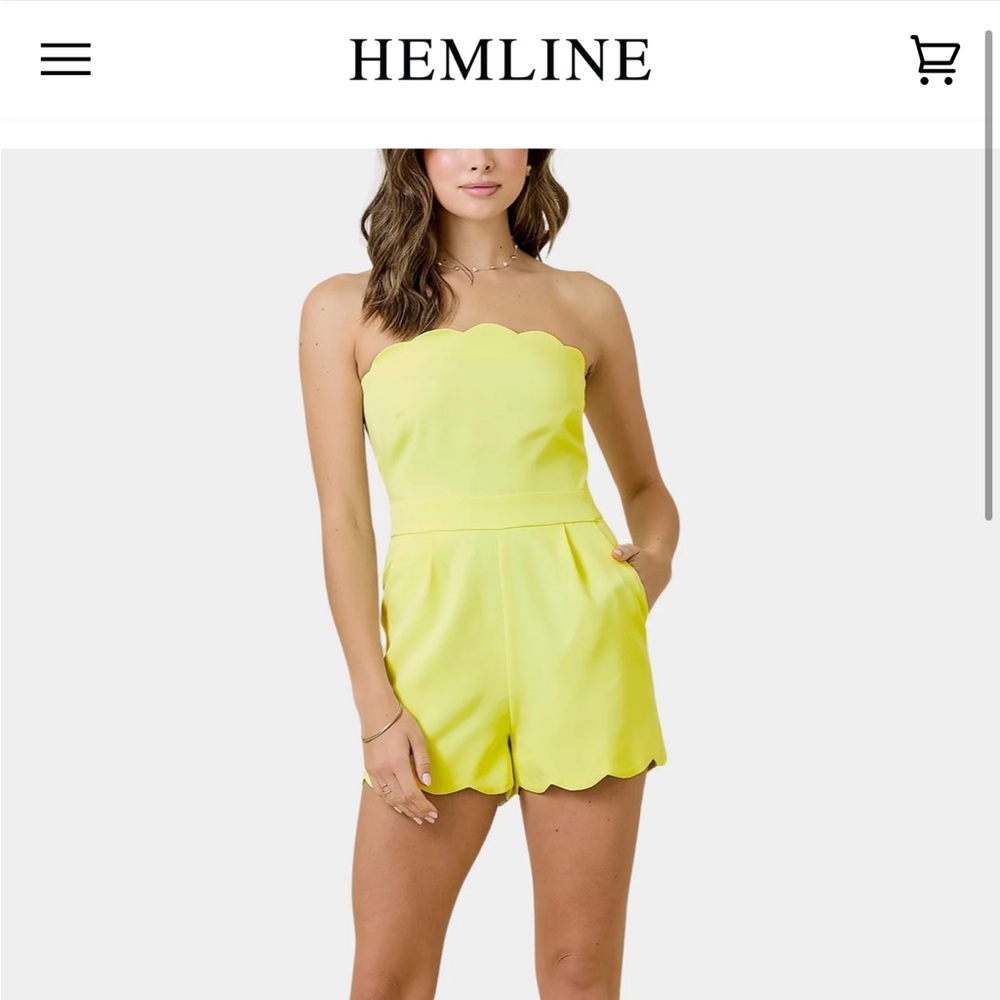 Hemline Strapless Scallop Romper